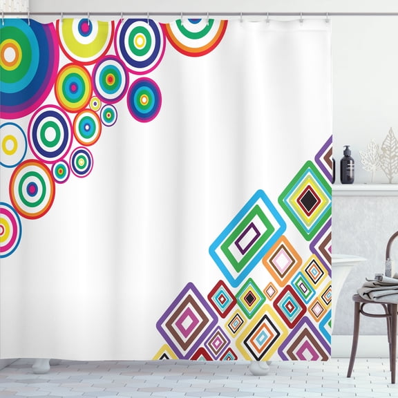 Ambesonne Abstract Shower Curtain, Colored Rectangle Form, 69"Wx75"L, Multicolor