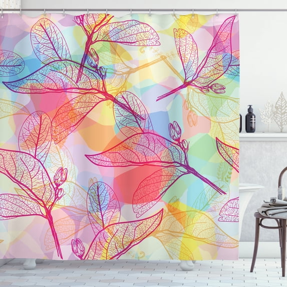 Ambesonne Abstract Shower Curtain, Colorful Abstract Foliage, 69"Wx70"L, Multicolor