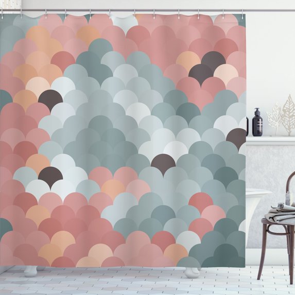 Ambesonne Abstract Shower Curtain, Colorful Retro Waves Print, 69"Wx70"L, Dark Sea