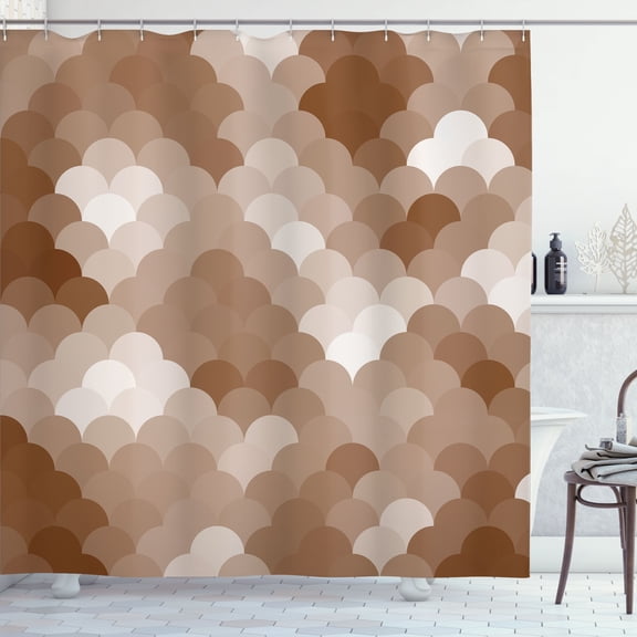 Ambesonne Abstract Shower Curtain, Colorful Waves Pattern Art, 69"Wx70"L, Umber Sepia