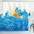 thumbnail image 1 of Ambesonne Abstract Shower Curtain, Curved Ocean Waves Sun, 69"Wx84"L, Blue Yellow Orange, 1 of 3