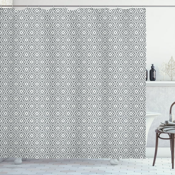 Ambesonne Abstract Shower Curtain, Floral Like Ornates Art, 69"Wx75"L, White Dark Slate Blue