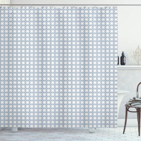 Ambesonne Abstract Shower Curtain, Flower Like Pastel Shapes, 69"Wx75"L, Ceil Blue and White