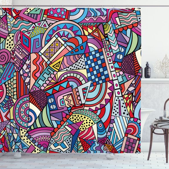 Ambesonne Abstract Shower Curtain, Funky Modern, 69"Wx84"L, Multicolor