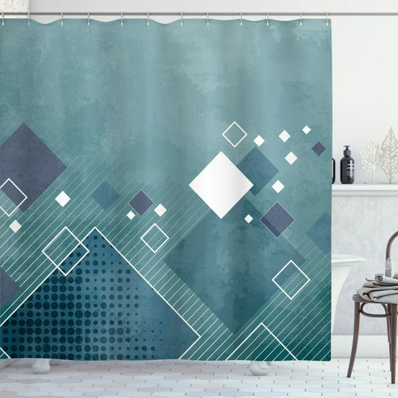 Ambesonne Abstract Shower Curtain, Geometric Composition Art, 69"Wx70"L, Dark Teal