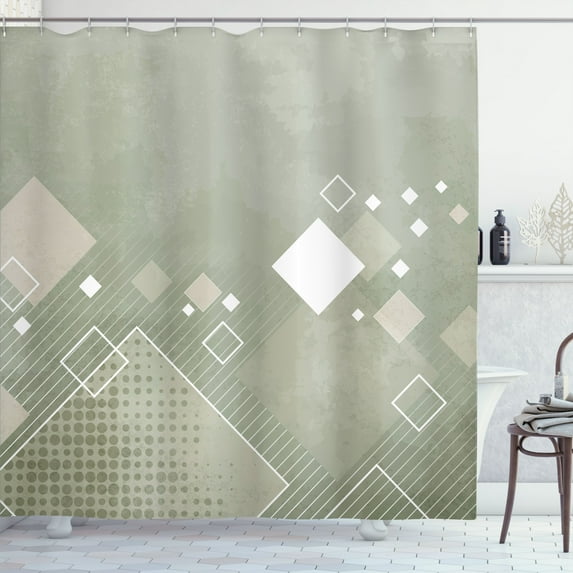 Ambesonne Abstract Shower Curtain, Geometric Composition Art, 69"Wx70"L, Pale Sage