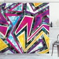 thumbnail image 1 of Ambesonne Abstract Shower Curtain, Geometric Diamond, 69"Wx75"L, Pink Yellow Green, 1 of 5