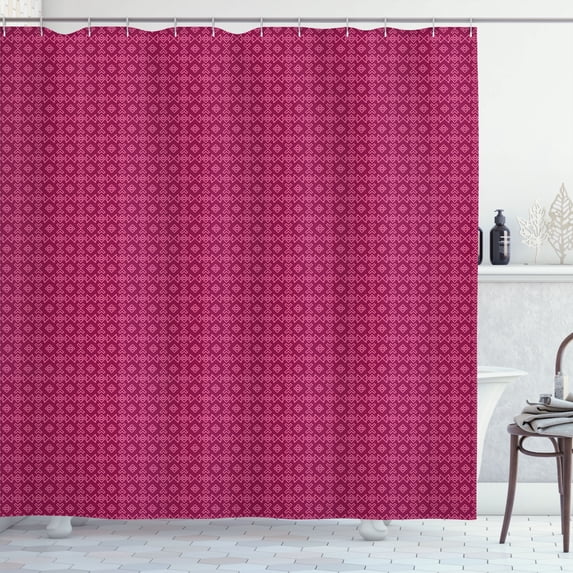 Ambesonne Abstract Shower Curtain, Geometric Minimalist Art, 69"Wx75"L, Dark Magenta Pastel Pink