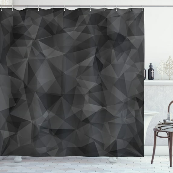 Ambesonne Abstract Shower Curtain, Geometric Print Triangle, 69"Wx70"L, Dark Grey