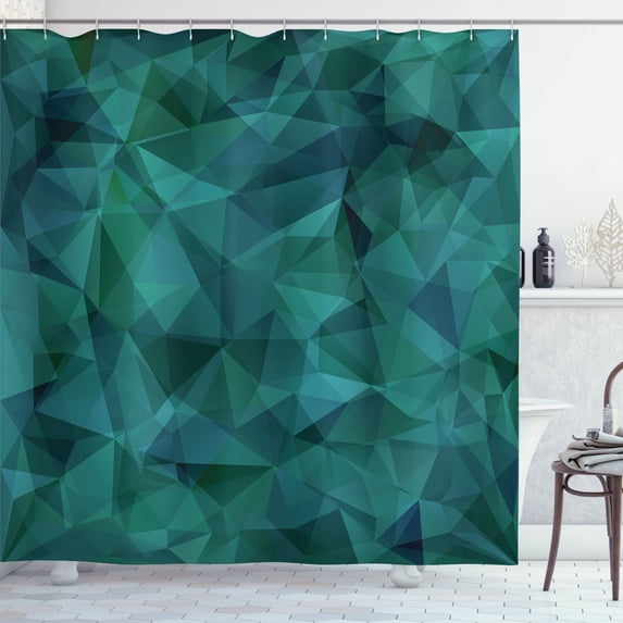 Ambesonne Abstract Shower Curtain, Geometric Print Triangle, 69"Wx84"L, Jade Green