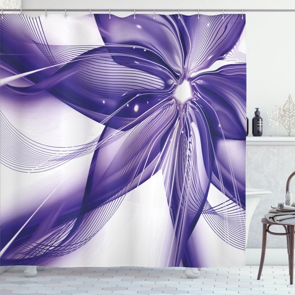 Ambesonne Abstract Shower Curtain, Geometrical Flower Artwork, 69"Wx75"L, Dark Lavender
