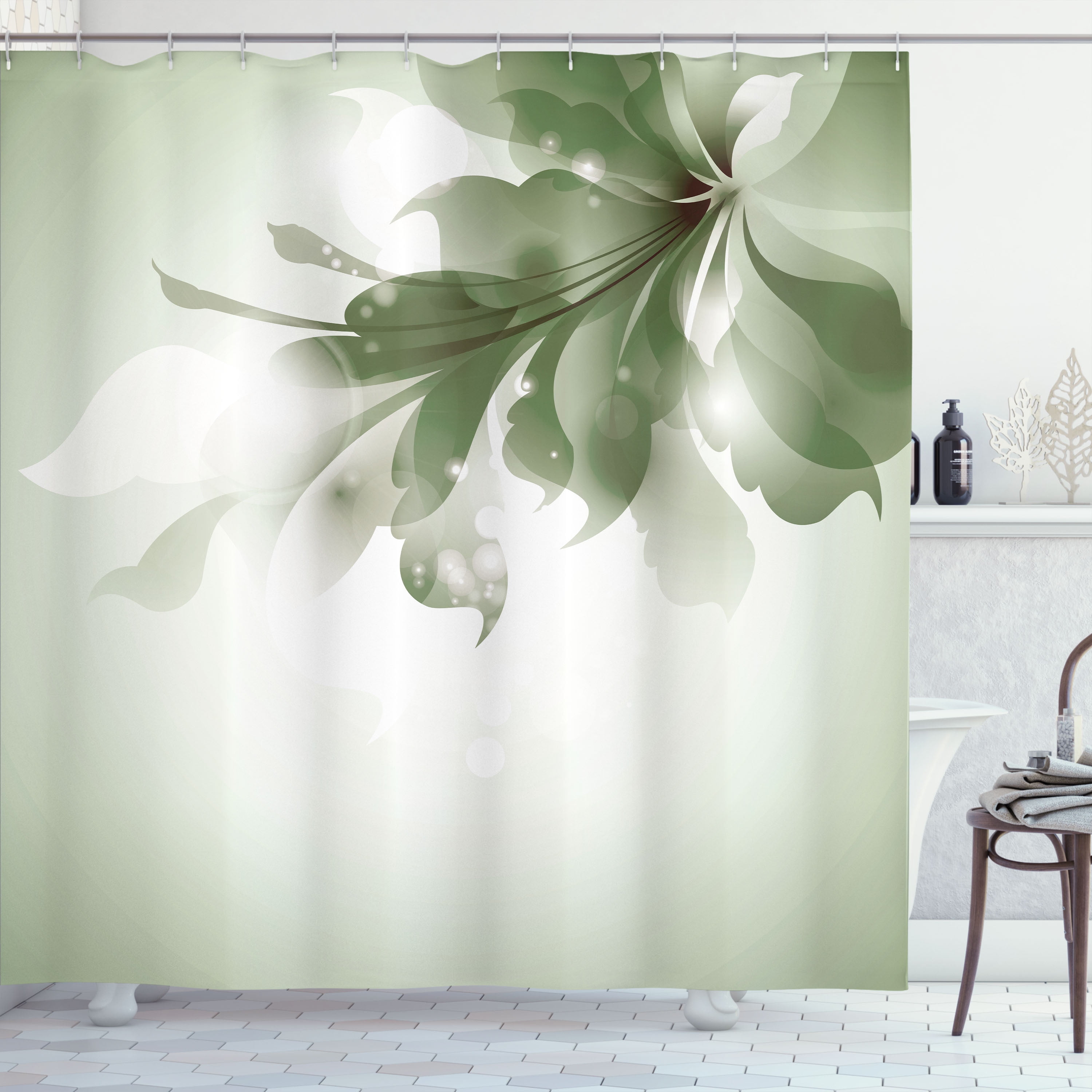 Ambesonne Abstract Shower Curtain, Gradient Toned Flowers Art, 69"Wx70