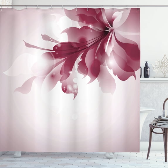 Ambesonne Abstract Shower Curtain, Gradient Toned Flowers Art, 69"Wx75"L, Dark Fuchsia