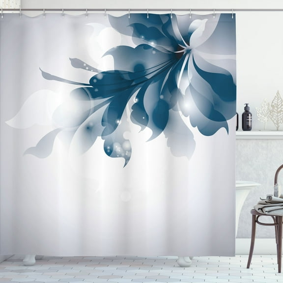 Ambesonne Abstract Shower Curtain, Gradient Toned Flowers Art, 69"Wx75"L, Petrol Blue