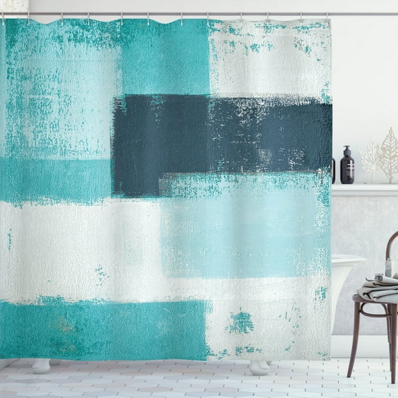 Ambesonne Abstract Shower Curtain, Grunge Design Art Abstract, 69"Wx70"L, Turquoise Aqua