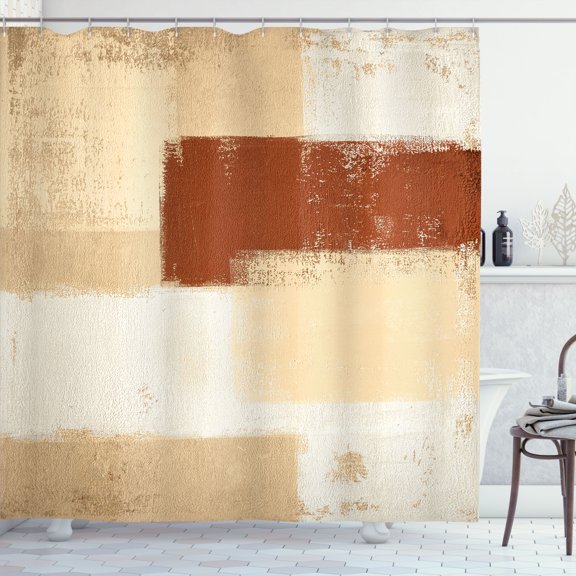 Ambesonne Abstract Shower Curtain, Grunge Design Art Abstract, 69"Wx84"L, Cinnamon Camel