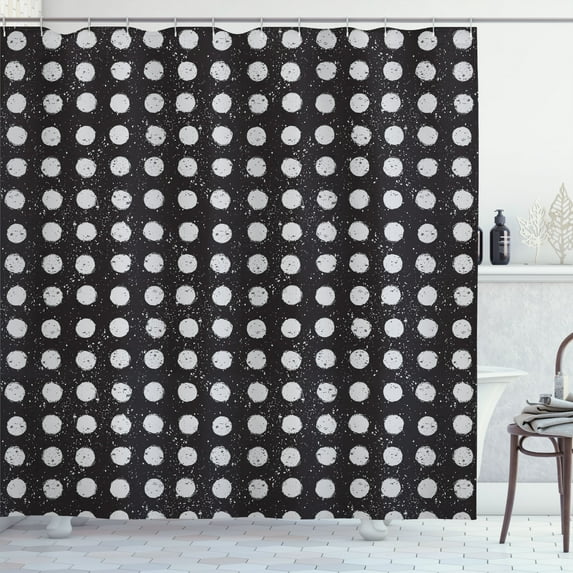 Ambesonne Abstract Shower Curtain, Grunge Moon Shaped Circles, 69"Wx84"L, Charcoal Grey and Pale Grey