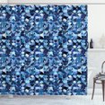 thumbnail image 1 of Ambesonne Abstract Shower Curtain, Intertwined Round Elements, 69"Wx70"L, Night Blue Pale Blue, 1 of 4