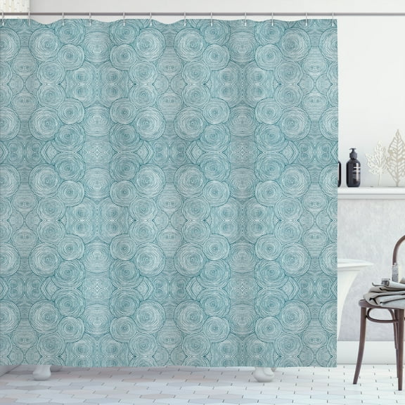 Ambesonne Abstract Shower Curtain, Intricate Swirl Graphic, 69"Wx75"L, Dark Teal and White