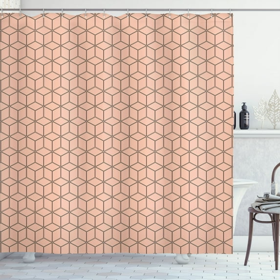 Ambesonne Abstract Shower Curtain, Minimalist Trippy Print, 69"Wx70"L, Peach