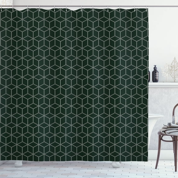 Ambesonne Abstract Shower Curtain, Minimalist Trippy Print, 69"Wx75"L, Hunter Green