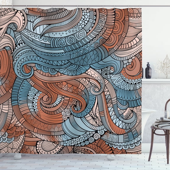 Ambesonne Abstract Shower Curtain, Paisley Pattern Swirled, 69"Wx70"L, Pale Azure