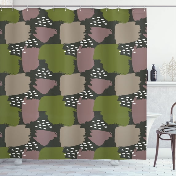 Ambesonne Abstract Shower Curtain, Pastel Tone Abstract Print, 69"Wx84"L, Olive Green