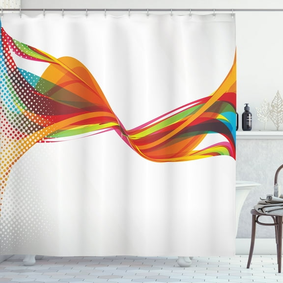 Ambesonne Abstract Shower Curtain, Pixel Details Rainbow, 69"Wx70"L, Multicolor