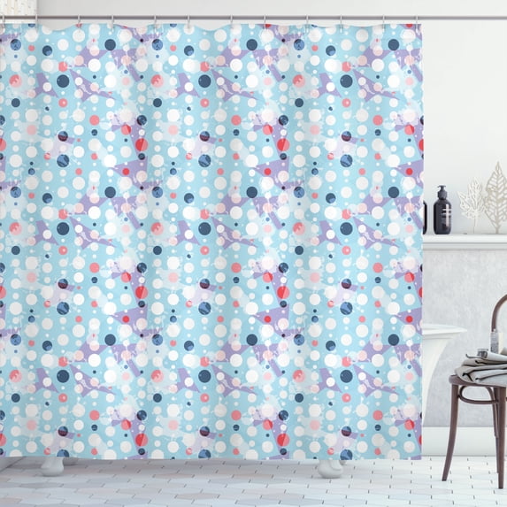 Ambesonne Abstract Shower Curtain, Polka Dots Hipster Fun Art, 69"Wx70"L, Baby Blue