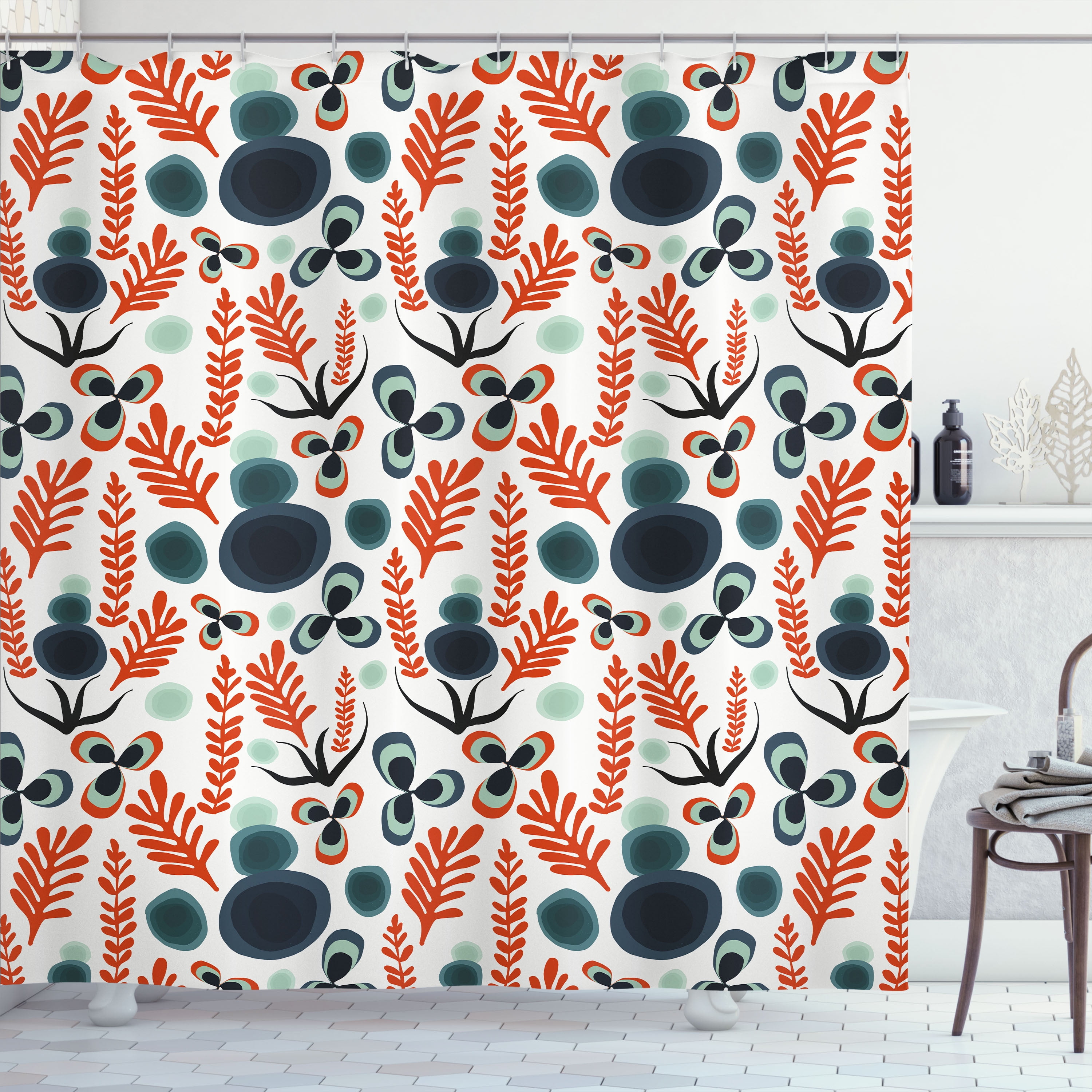 Ambesonne Abstract Shower Curtain, Quirky Modern Garden Art, 69"Wx84"L ...