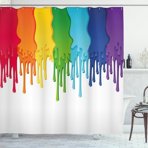 Ambesonne Abstract Shower Curtain, Rainbow Colored Paint, 69"Wx84"L, Multicolor
