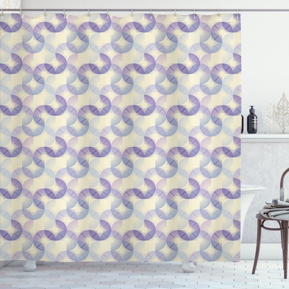 Ambesonne Abstract Shower Curtain, Retro Discs in Lilac Tones, 69"Wx70"L, Violet Eggshell and Ceil Blue