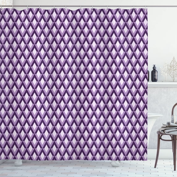 Ambesonne Abstract Shower Curtain, Retro Rhombuses Pattern, 69"Wx75"L, Dark Purple Quartz Plum