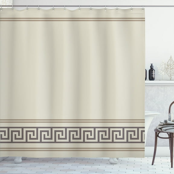 Ambesonne Abstract Shower Curtain, Simple Style Greek Pattern, 69"Wx70"L, Grey Umber and Taupe