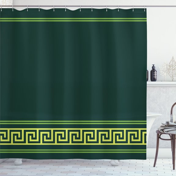 Ambesonne Abstract Shower Curtain, Simplistic Greek Pattern, 69"Wx70"L, Lime Green and Emerald