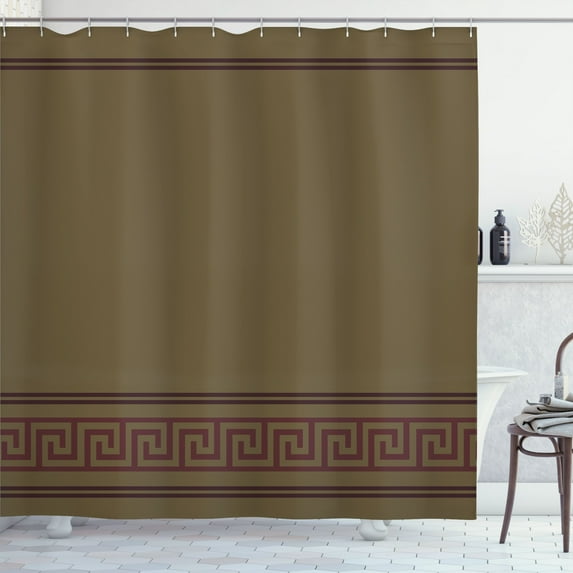 Ambesonne Abstract Shower Curtain, Simplistic Greek Pattern, 69"Wx70"L, Maroon and Dark Cocoa