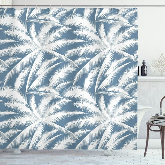 Ambesonne Abstract Shower Curtain, Sketchy Palm Leaves Jungle, 69"Wx75"L, Sea Blue