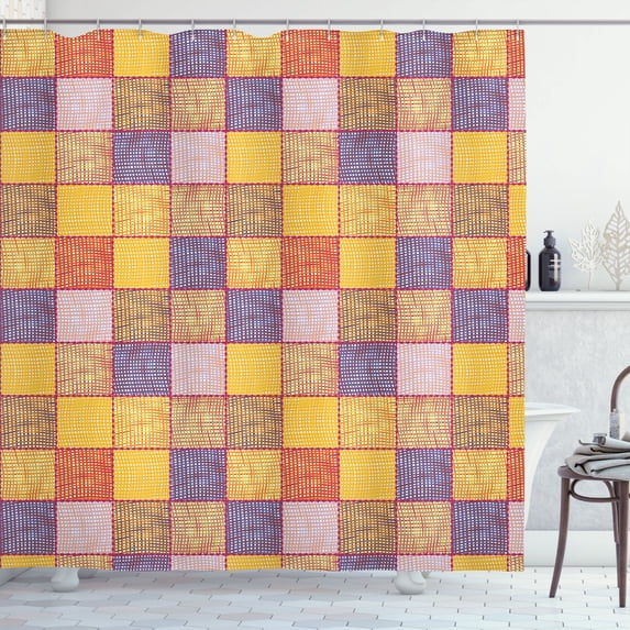 Ambesonne Abstract Shower Curtain, Square Stripes Overlapping, 69"Wx70"L, Multicolor