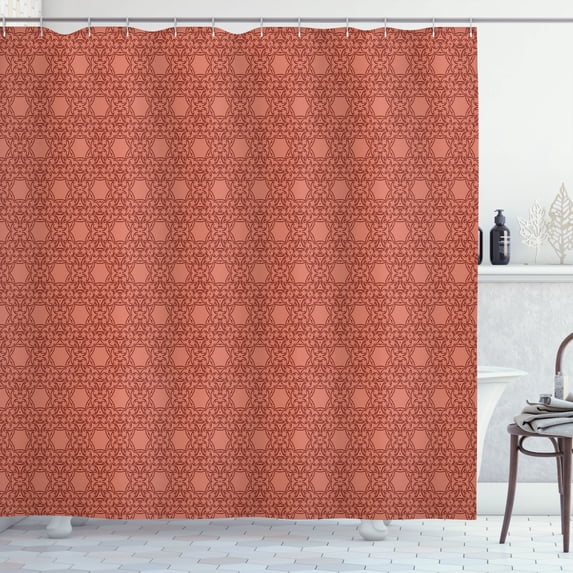 Ambesonne Abstract Shower Curtain, Traditional Layout Floral, 69"Wx75"L, Dark Rust and Pale Rust