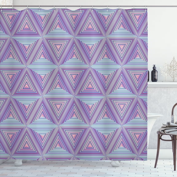 Ambesonne Abstract Shower Curtain, Triangular in Neon Colors, 69"Wx70"L, Lavender Pale Sky Blue