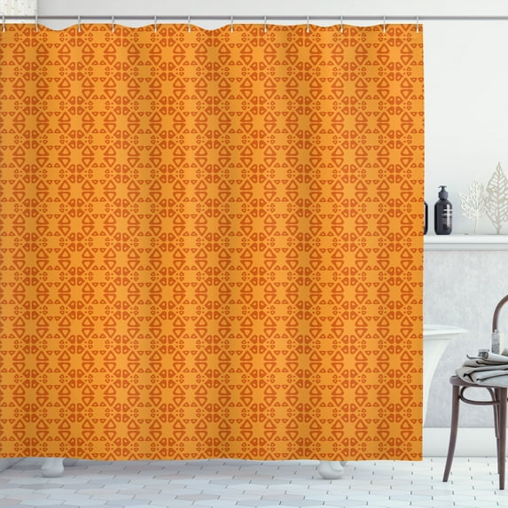 Ambesonne Abstract Shower Curtain, Tribal Inspired Triangles, 69"Wx75"L, Marigold Burnt Orange