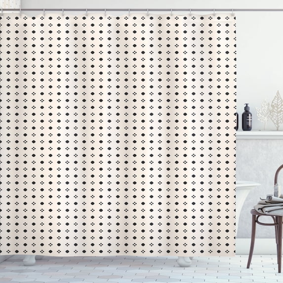 Ambesonne Abstract Shower Curtain, Vintage Geometric, 69"Wx84"L, Dark Grey and Pale Eggshell