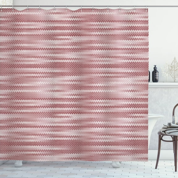 Ambesonne Abstract Shower Curtain, Vintage Knit Pattern Print, 69"Wx75"L, Mauve Taupe