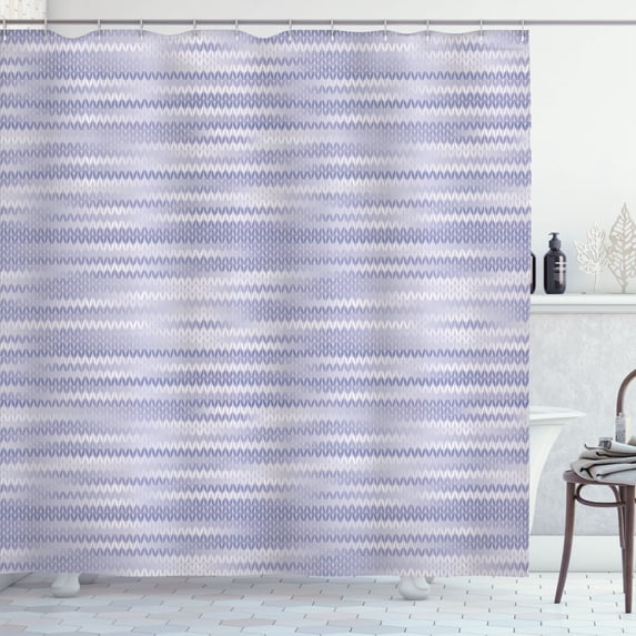 Ambesonne Abstract Shower Curtain, Vintage Knit Pattern Print, 69"Wx84"L, Lavender Blue