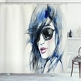 thumbnail image 1 of Ambesonne Abstract Shower Curtain, Watercolor Woman Image, 69"Wx84"L, Coconut Blue and Black, 1 of 3