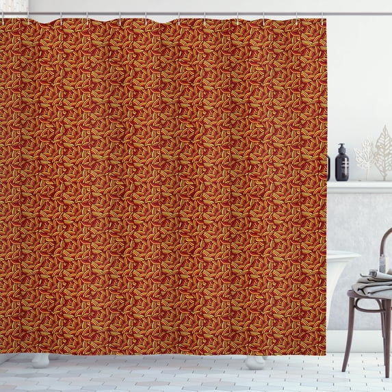 Ambesonne Abstract Shower Curtain, Wavy Art, 69"Wx75"L, Burgundy Mustard