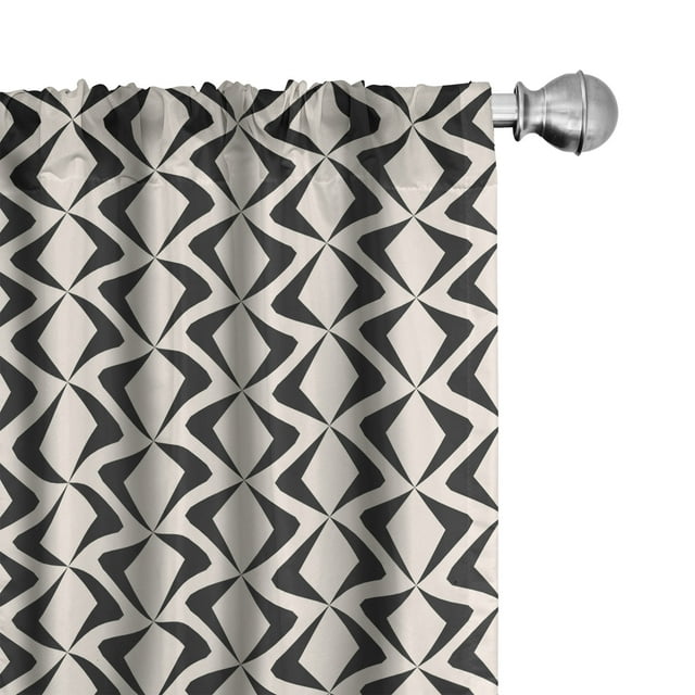 Ambesonne Abstract Surreal 4-Panel Curtains, Simplistic Shapes, 56"x84", Ivory Charcoal Grey