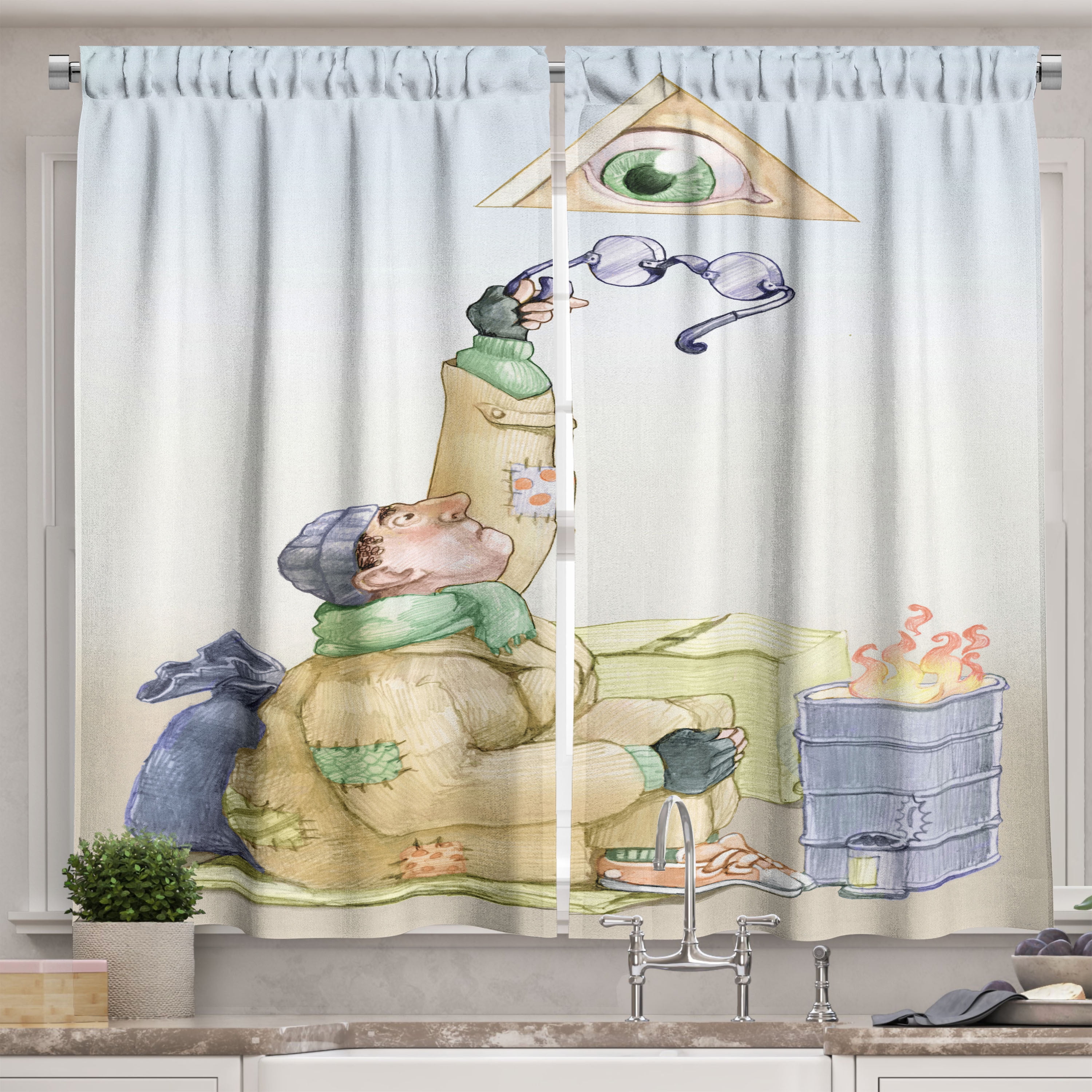 Multicolor Polyester Light-Filtering Tier Kitchen Curtains for Kids