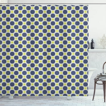 Ambesonne Abstract Surreal Shower Curtain, Geometric Round, 69"Wx84"L, Slate Blue and Green
