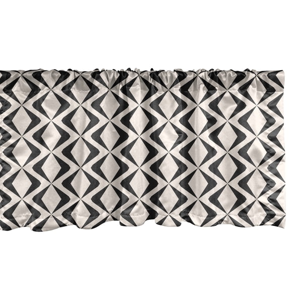 Ambesonne Abstract Surreal Window Valance, Simplistic Shapes, 42" x 12", Ivory Charcoal Grey